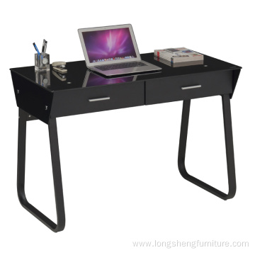 Two Colour Office Glass Desk With Drawer